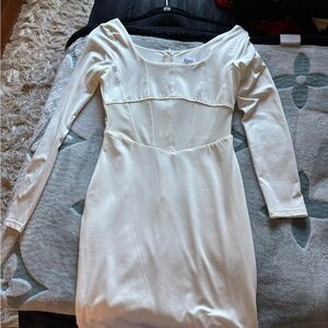 Princess Polly Elegant White Long Sleeve Dress